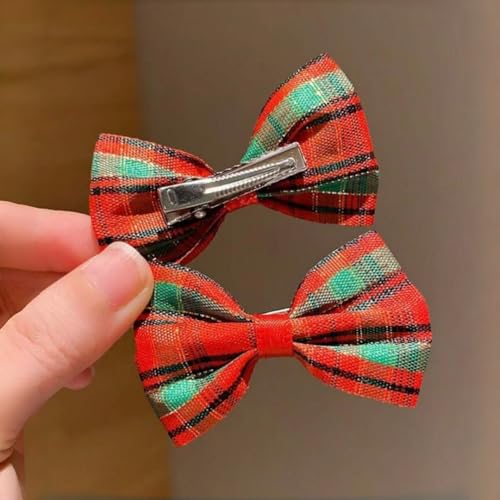 Junchao Christmas Hair Clips 10-Piece Red Bow and Rhinestone Hair Claws