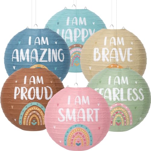 6 Pcs 8-Inch Boho Inspirational Hanging Paper Lanterns for Classroom Decor