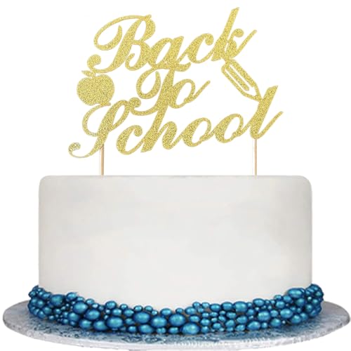 Back to School Cake Topper | Gold Glitter Welcome Decoration