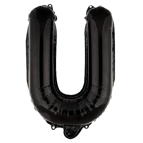 Restaurantware 16-Inch Black Letter U Foil Mylar Balloon - Self-Sealing Party Decor