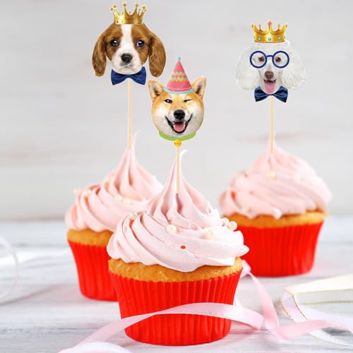 24 PCS Dog Cupcake Toppers - Puppy Cake Decorations