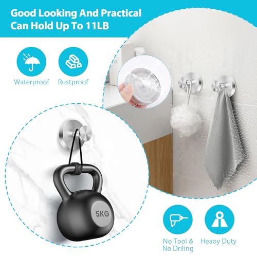 Heavy-Duty Suction Cup Hooks for Bathroom - No Drill, 2-Pack