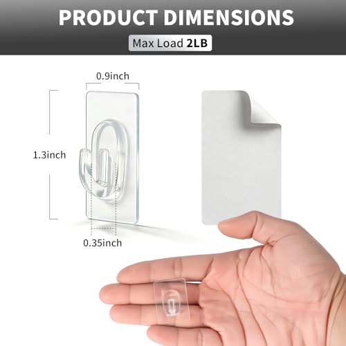 36 Pack Clear Adhesive Wall Hooks - Damage-Free Utility Hooks for Hanging Decorations & Lightweight Items