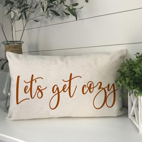 AOFANGGO Fall Pillow Cover 12x20 in Orange Beige - Let It Cozy Autumn Decor for Sofa Bed Couch