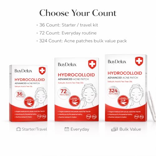 Acne Healing Patches - Hydrocolloid Pimple Patches with Salicylic Acid & Tea Tree Oil, 36 Count