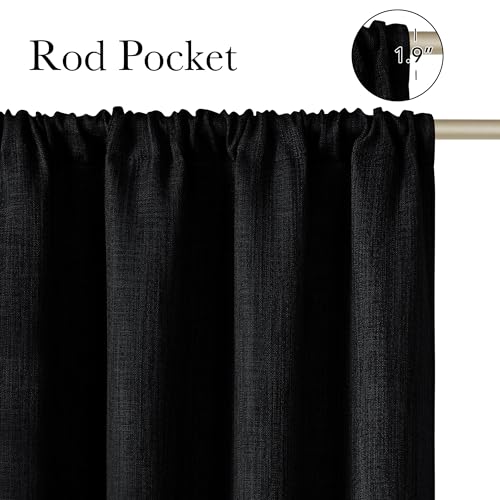 NICETOWN Faux Linen Blackout Curtains, 42"W x 63"L, 2-Panel Set