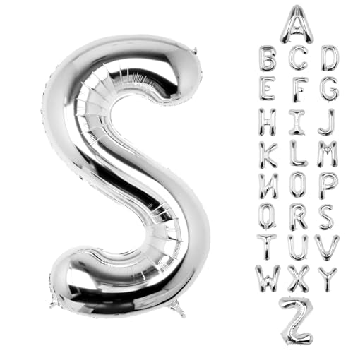 AOAOParty 40 Inch Silver Letter Balloon S Big Foil Mylar Party Decor