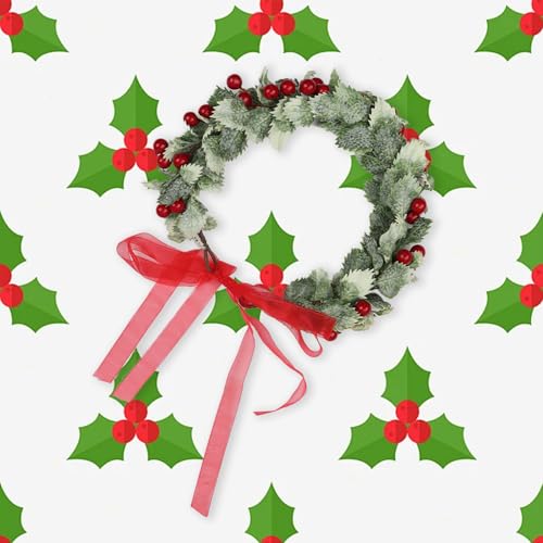 Floral Crown Headband Adjustable Red Fruit Hair Wreath for Wedding Valentine