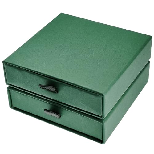 GymRichy Green 2-Pack Small Jewelry Gift Boxes 3.5x3.5x1 Inch for Earrings & Necklaces