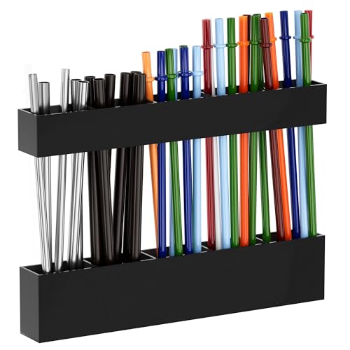 Acrylic Straw Holder for Cabinet Door - Reusable Straw Organizer