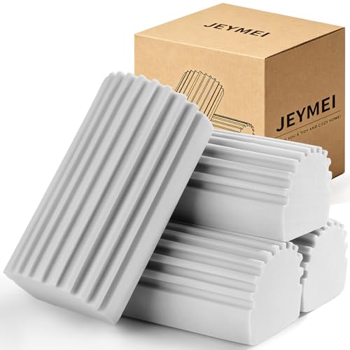 Jeymei Damp Dusting Sponge - Reusable Grey Cleaning Sponges, 4-Pack