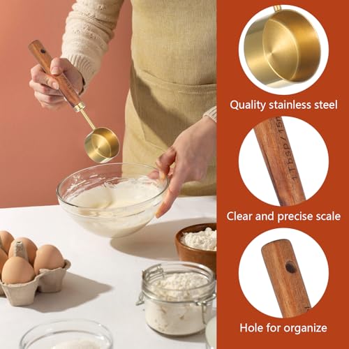 Tyqour 1 Tablespoon Stainless Steel & Wood Coffee Scoop