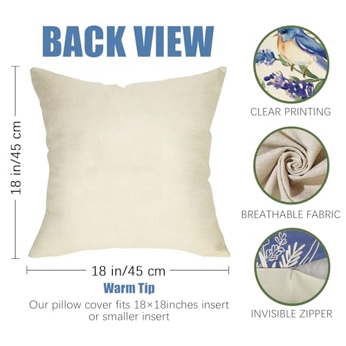 Hello Spring Bluebird Decorative Throw Pillow Covers - Set of 4