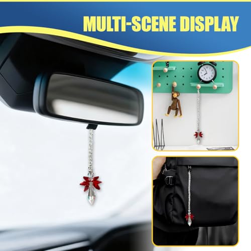 Angel Crystal Car Hanging Ornament - Rhinestone Rearview Mirror Charm