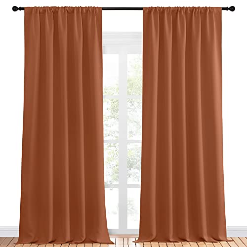 NICETOWN Blackout Curtains - 52x95 Inch Rod Pocket Drapes, Burnt Orange (Set of 2)