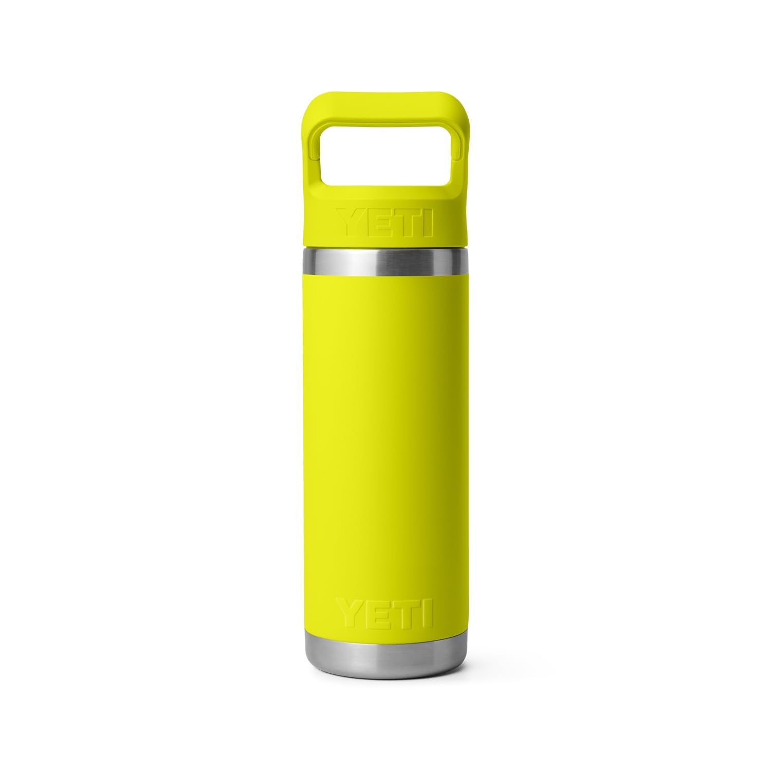YETI Rambler 18 oz Bottle, Vacuum Insulated, Stainless Steel with Color Matching Straw Cap, Firefly Yellow