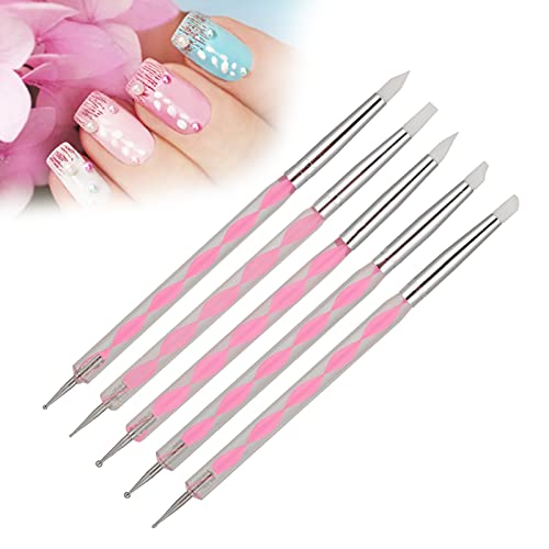 Dioche 5pcs Dual Ended Nail Art Dotting Pen Set with Acrylic Handles