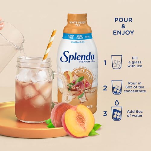 White Peach Green Tea Concentrate – SPLENDA Premium 32 Fl Oz | Keto & Sugar-Free