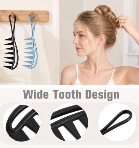 FRCTLNKG 4-Pack Wide Tooth Hair Combs Set for Detangling & Styling