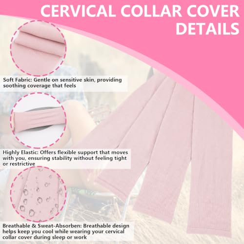 4 Pcs Breathable Cervical Neck Brace Covers - Soft Pink Support Sleeves