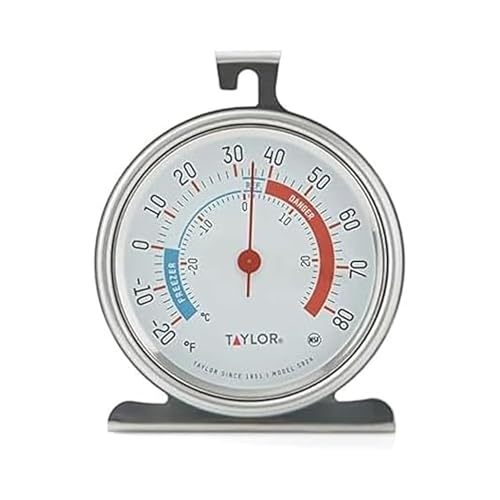 Taylor Refrigerator Freezer Thermometer 2-Pack, 3-Inch Stainless Steel