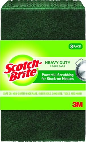 Scotch-Brite Heavy Duty Scouring Pads 8 Pack - Multi-Purpose Kitchen Scrub Sponges, Standard Variation