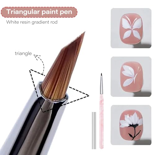 WOKOTO Triangular Pyramid Nail Art Brush - Pink Gradient Detail Liner