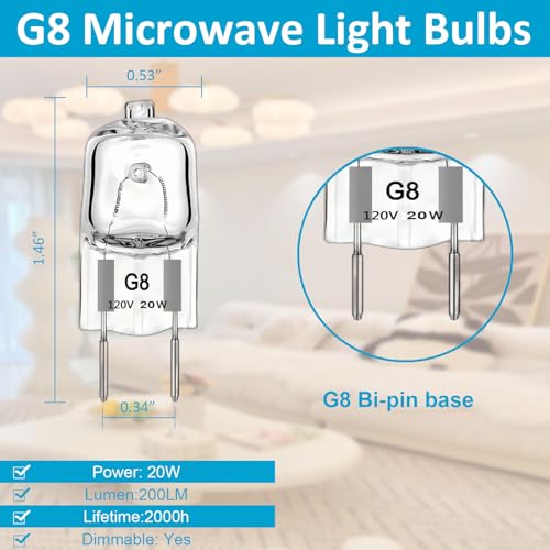 G8 Halogen Light Bulb for GE Microwave Oven - 20W 2-Pack