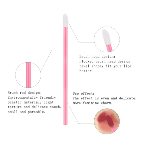 Aange 250 Pack Disposable Lip Wands with Case - Pink Doe Foot Lip Gloss and Concealer Applicators