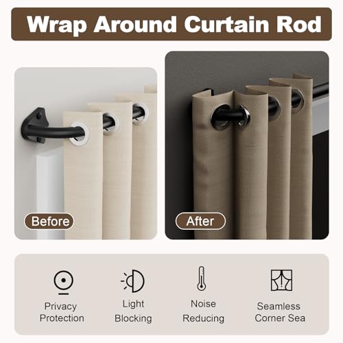 Matte Black Wrap Around Curtain Rod 36-48 inches - Room Darkening