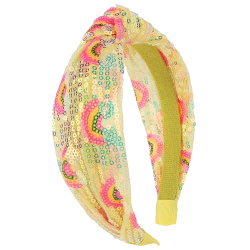 TIOSRU Yellow Sequin Knotted Headband - Sparkly Glitter Hair Accessory