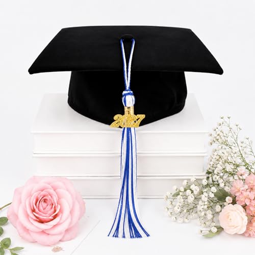 2027 Graduation Tassel - Blue & White with Gold Charm for Cap & Gown