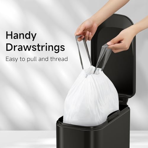 4 Gallon Drawstring Trash Bags - Strong White Bin Liners (60 Count)
