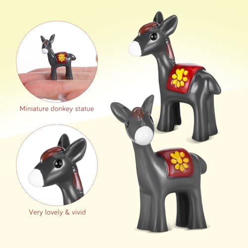 10-Piece Mini Donkey Figurine Set for Fairy Garden Decor