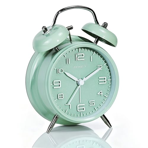 AYRELY 4.5" Twin Bell Loud Alarm Clock for Heavy Sleepers, Silent Non-Ticking