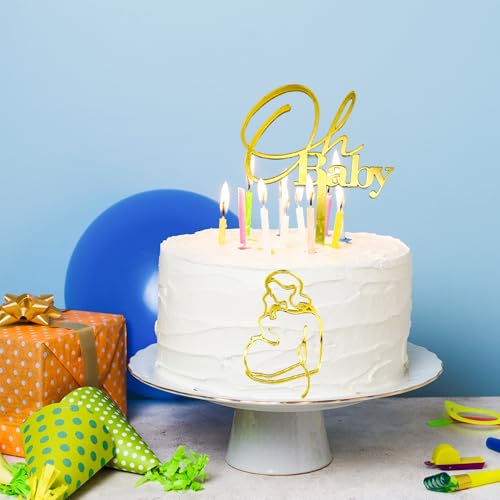 Gold Acrylic Oh Baby Cake Topper Set for Baby Showers