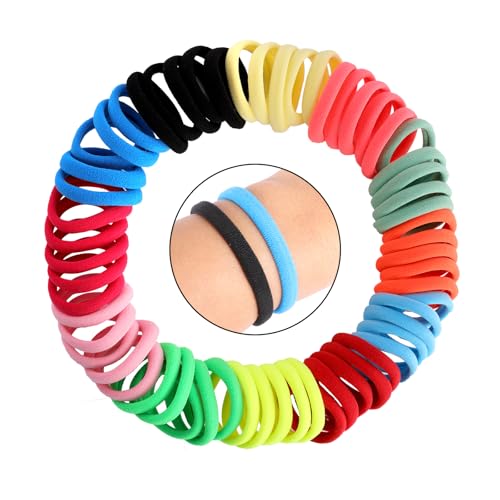 120PCS Soft Cotton Seamless Hair Ties - Assorted Colors Ponytail Holders