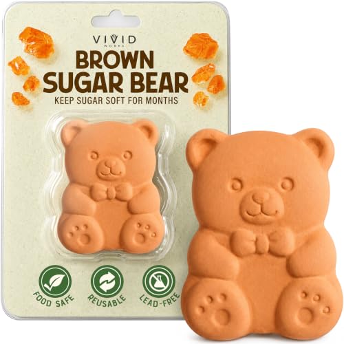 Vivid Works Brown Sugar Bear Keeper - Reusable Terracotta Moisture Regulator for Softening Sugar, 1 Pack
