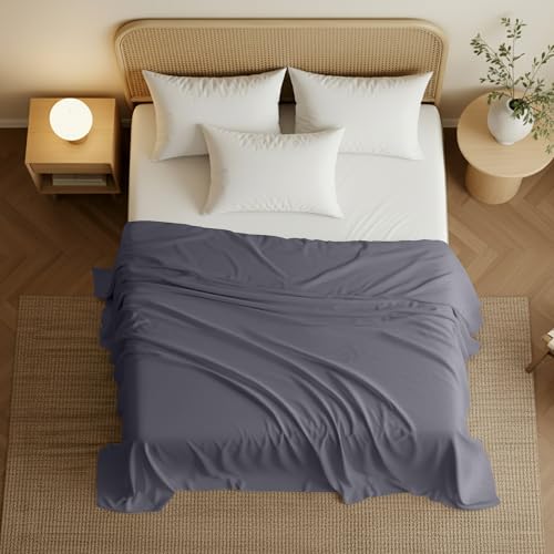 Queen Size Flat Sheet Set of 6 - Ultra Soft Grey Microfiber