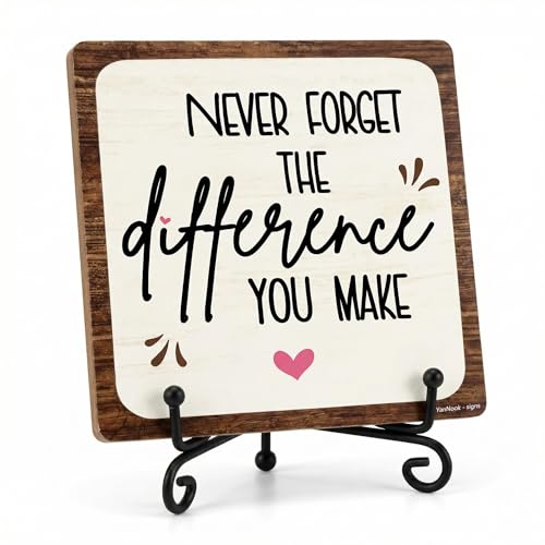 Inspirational Desk Sign with Quote for Office or Home - 5x5 Wooden Plaque