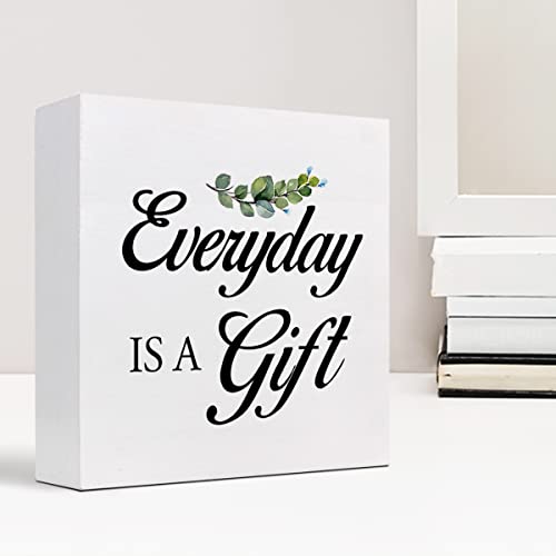 Inspirational Wooden Box Sign - Everyday is A Gift Desk Decor
