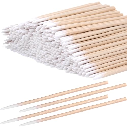 SmallCat 300 Pcs Pointed Cotton Swabs with Wooden Sticks - 2.75 Inch Precision Tip Q-Tips for Makeup, Nails and Detailed Cleaning