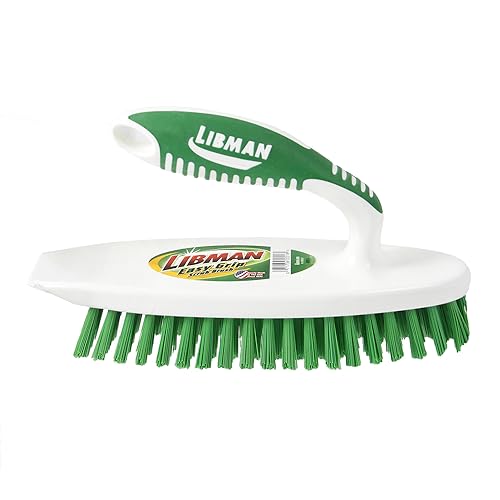 Libman Easy Grip Scrub Brush | Cleaning Brush | Bathroom Scrubber | Carpet Brush | Scrub Brushes for Cleaning | Scraper Edge | Mulit-Purpose Scrub Brush | Stiff Fibers | No-Slip Grip