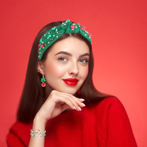 Semato 9-Piece Christmas Accessory Set with Headband, Earrings & Bracelets