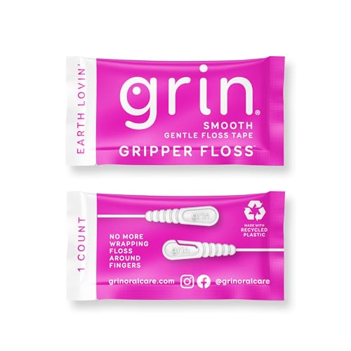 GRIN Gripper Floss Picks, Minty Smooth Dental Floss, 60 Count