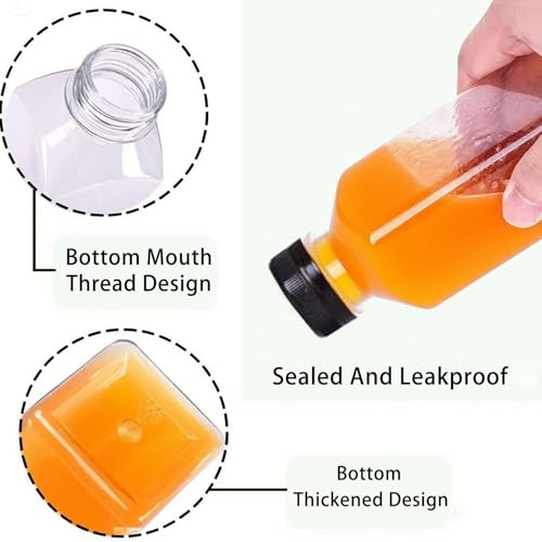 Sonfon 12oz Plastic Juice Bottles with Tamper-Evident Caps, 10 Pack