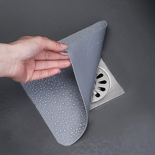 DIFENLUN Silicone Tub Stopper Drain Cover Set - 5x5 Inch Gray (2 Pieces)