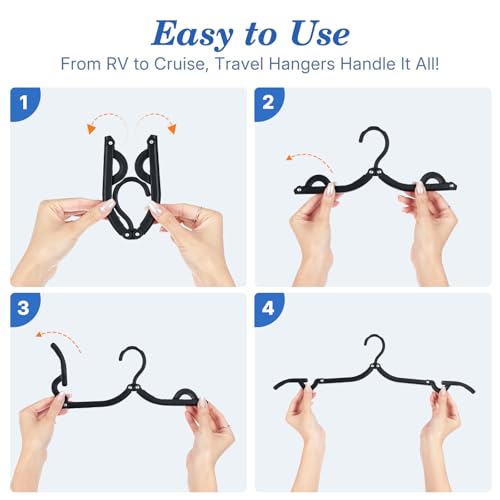 HOUSE DAY Foldable Travel Hangers - 10 Pack, Black Compact Clothes Hangers