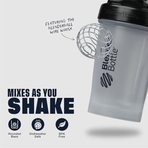 BlenderBottle Classic V2 Shaker Bottle - 20 oz Clear Protein Mixer