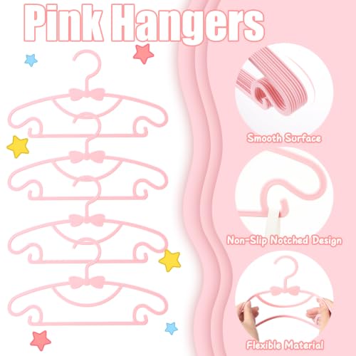 20 Pack Pink Baby Hangers Plastic Nursery Closet Clothes Organizers